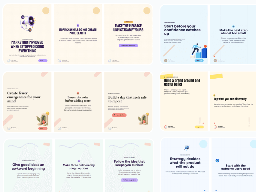 Carouselma template gallery showing several ready-made carousel designs